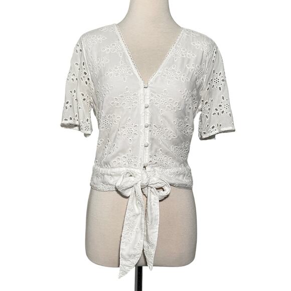 Abercrombie Fitch Eyelet Front Tie Blouse SZ S - Picture 5 of 9